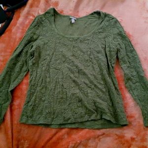 J. Jill scoop neck velvet collar cotton top